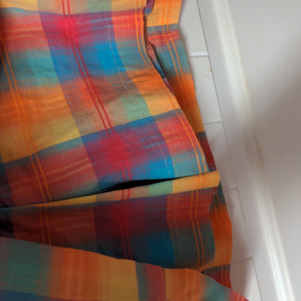 EUC White Stage Skort Size 16 Belted Hidden Side Zip Stretchy Plaid - Picture 4 of 8